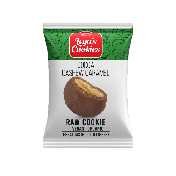 Leya’s Raw Cookie – Biscuit Eco Raw Vegan cu Cacao și Caju Prăjit, Fără Gluten