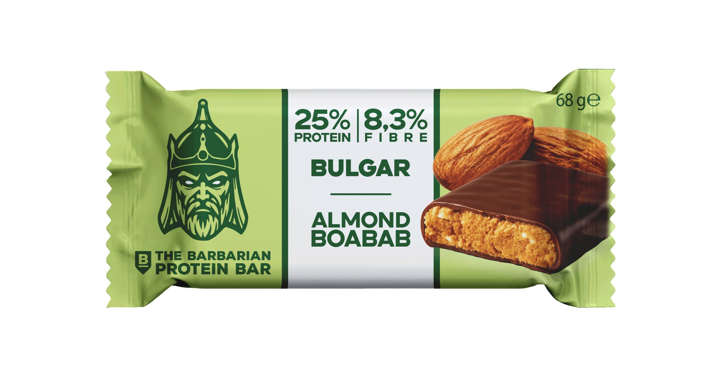 The Barbarian – Baton Proteic Eco cu Ciocolată, Migdale și Baobab, Vegan și Fără Gluten