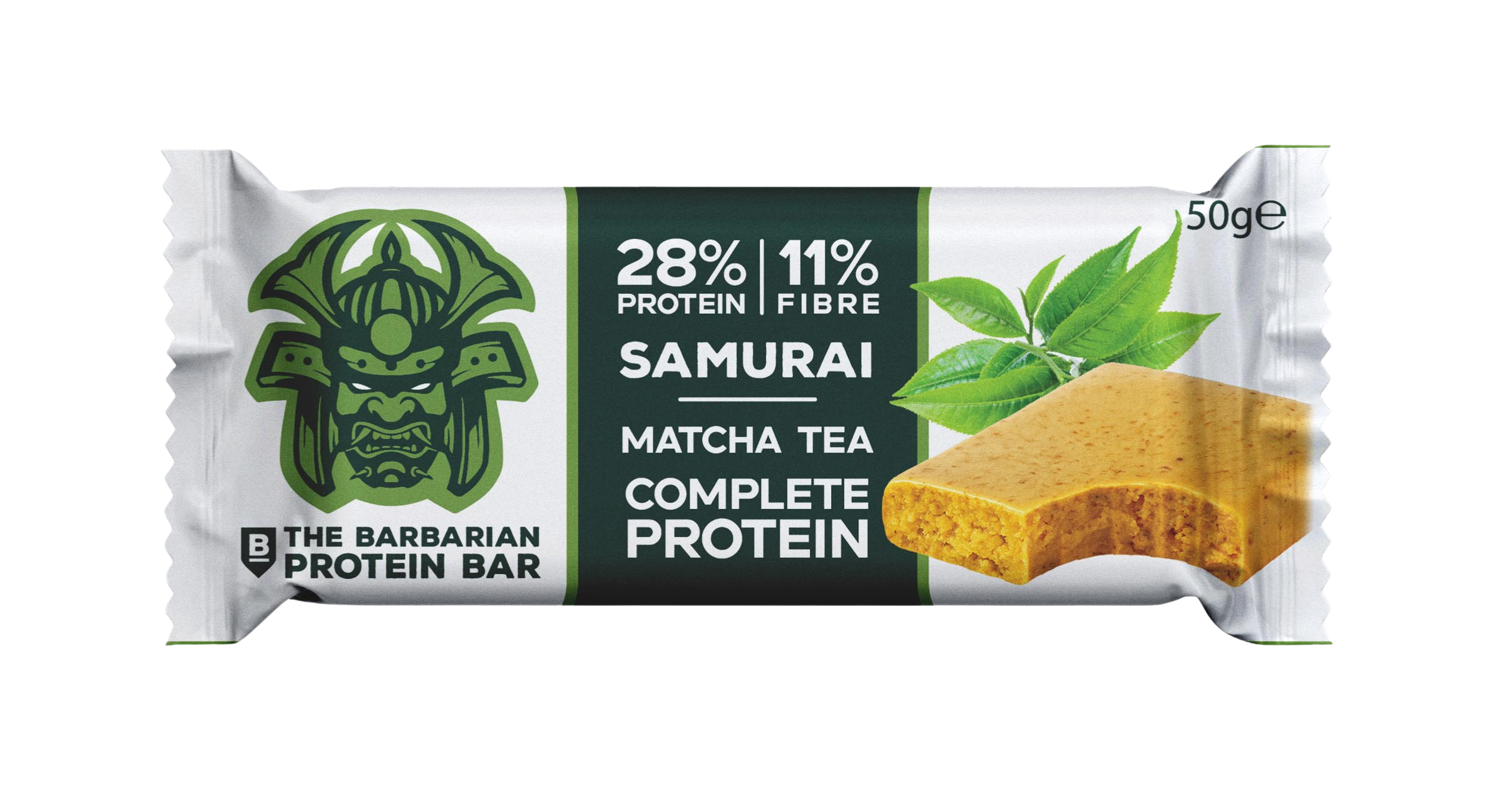 Barbarian Samurai Matcha – Baton Proteic Eco cu Matcha și Nivel Proteic Ridicat, Fără Zahăr Adăugat, Vegan și Fără Gluten